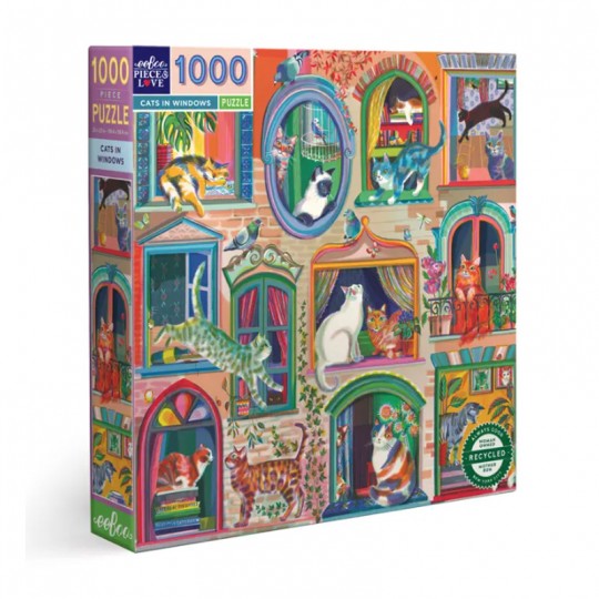 Puzzle 1000 pcs Cats in Windows - Eeboo Eeboo - 1