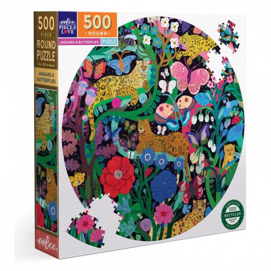 Puzzle 500 pcs rond Jaguars & Butterflies- Eeboo Eeboo - 1