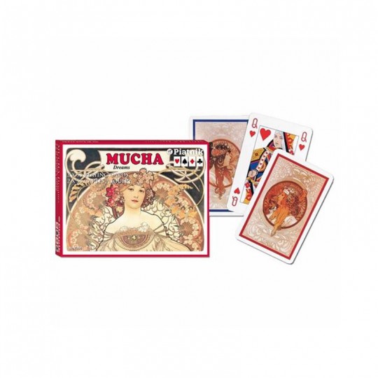 Coffret 2 jeux de cartes Bridge Mucha : Dreams - Piatnik Piatnik - 1