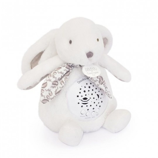 Veilleuse Lapin Musicale Projection mur avec chansons Douces Blanc - Doudou et Compagnie Doudou et compagnie - 1