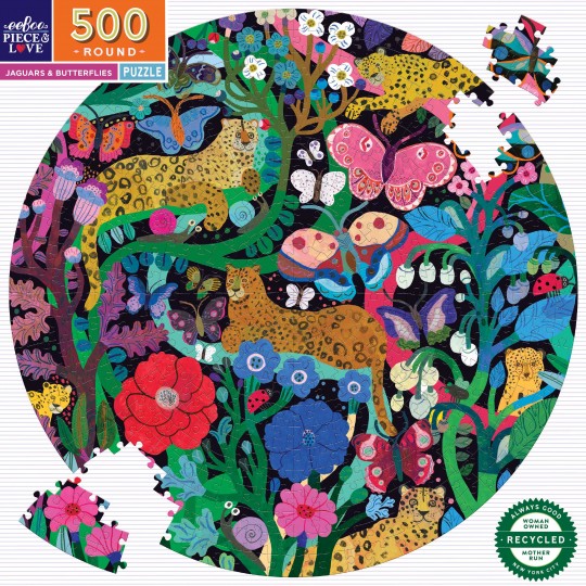 Puzzle 500 pcs rond Jaguars & Butterflies- Eeboo Eeboo - 2