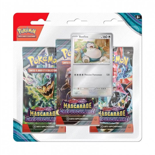 Pokémon : Tripack EV06 Mascarade Crépusculaire - Ronflex Pokémon - 1