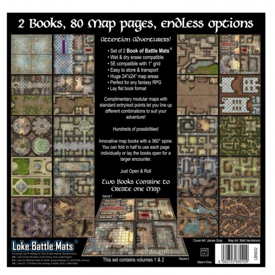 Livre plateau de jeu : pack de 2 livres - Castles, Crypts & Caverns Loke Battle Mats - 2