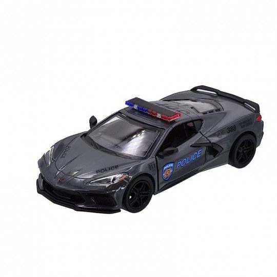 Véhicule rétrofriction 1/36° Chevrolet Corvette Police (2021) Kinsmart - 1