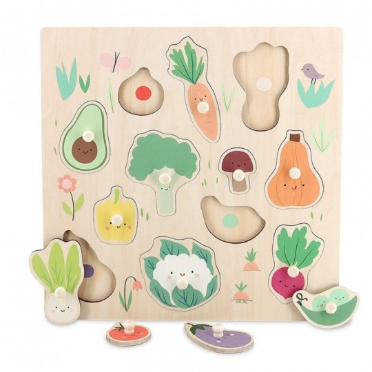 Puzzle encastrement en bois 12 pcs Les légumes du jardin Sarah Betz - Vilac Vilac - 1