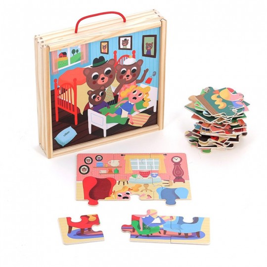 Coffret de 4 puzzles en bois de 9 pcs Boucle d'Or - Vilac Vilac - 1