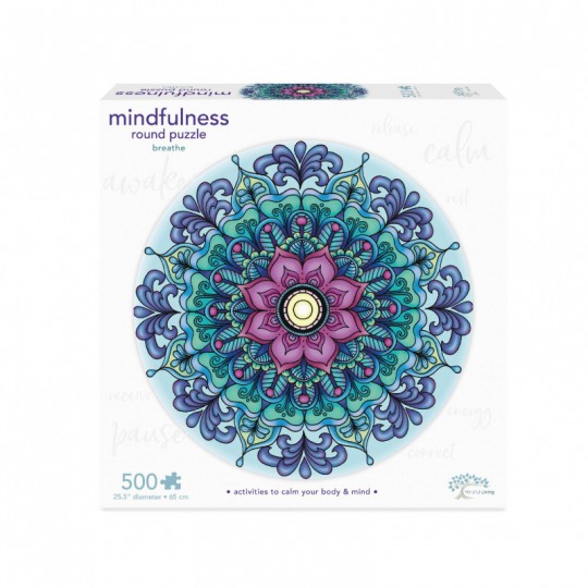 Mindfulness Mandala Round Puzzle 500 pcs Respire - Mindful Living Mindful Living - 1