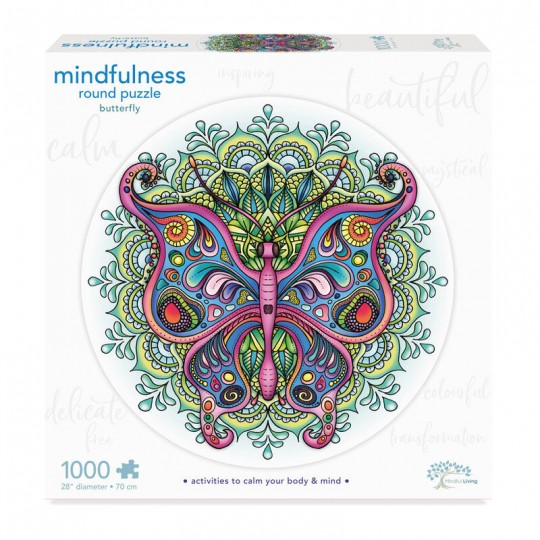 Mindfulness Mandala Round Puzzle 1000 pcs Papillon - Mindful Living Mindful Living - 1