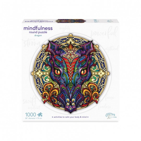 Mindfulness Mandala Round Puzzle 1000 pcs Dragon - Mindful Living Mindful Living - 1