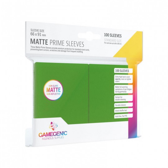 GG : 100 Sleeves Matte Prime Green Standard Gamegenic - 1