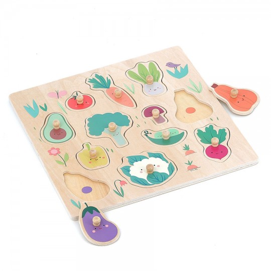 Puzzle encastrement en bois 12 pcs Les légumes du jardin Sarah Betz - Vilac Vilac - 3