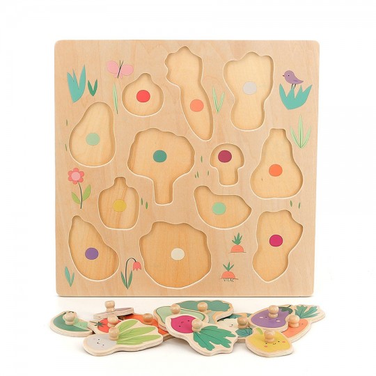 Puzzle encastrement en bois 12 pcs Les légumes du jardin Sarah Betz - Vilac Vilac - 2