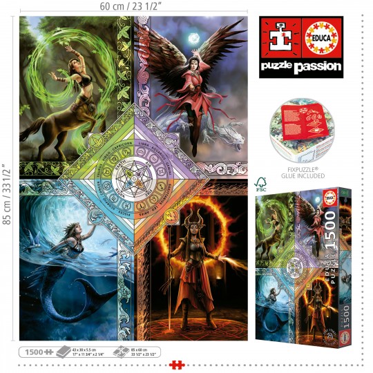 Puzzle 1500 pcs Carte des étoiles magiques élémentaires, Anne Stokes - Educa Educa - 3