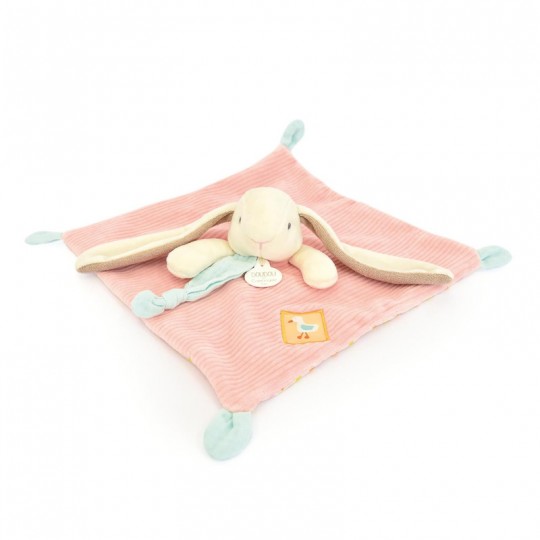 Dans mon jardin : Doudou plat rose Lapin Ciboulette 27 cm - Doudou et Compagnie Doudou et compagnie - 1