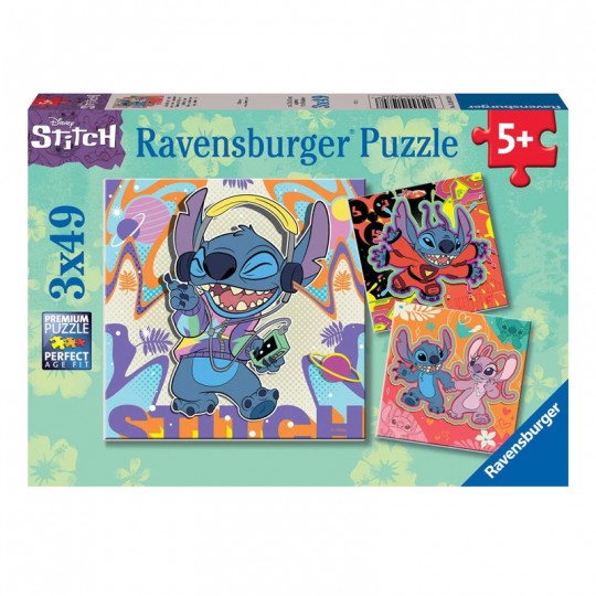 Puzzles 3x49 pcs Jouer toute la journée Disney Stitch - Ravensburger Ravensburger - 1