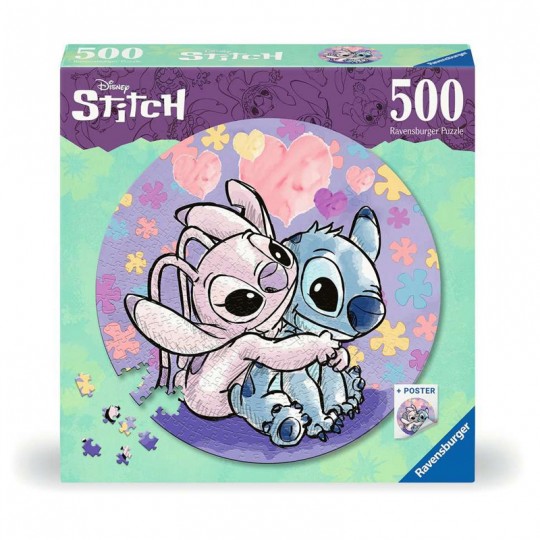 Puzzle rond 500 pcs Disney Stitch & Angel - Ravensburger Ravensburger - 1