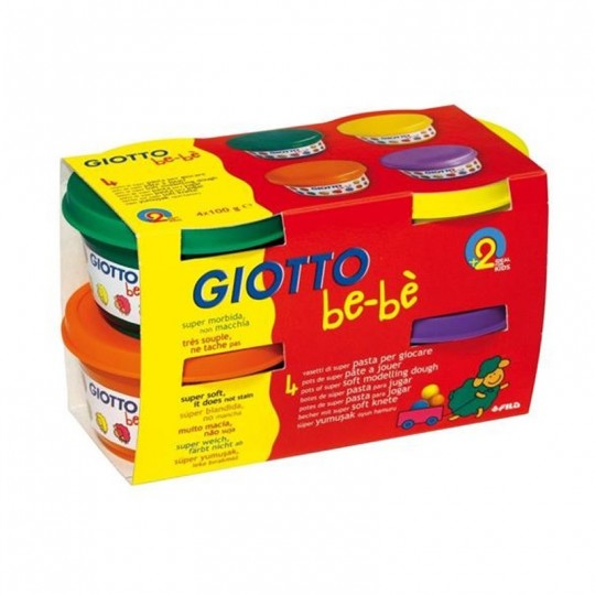 Boite Pate à Jouer Giotto Be-bè 4 x 100G Vert / Jaune / Orange / Violet Giotto - 1