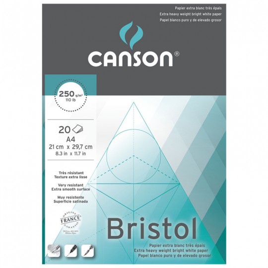 Bloc 20 feuilles Canson A4 Bristol 250G/M131 Canson - 1