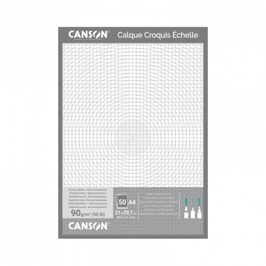 Bloc Canson 50 feuilles A4 Calque Croquis Echelle 90G/M² Canson - 1