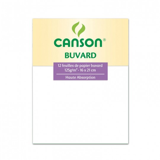 Paquet de 12 feuilles Papier Buvard Canson 16X21 cm 125 G/M² blanc Canson - 1