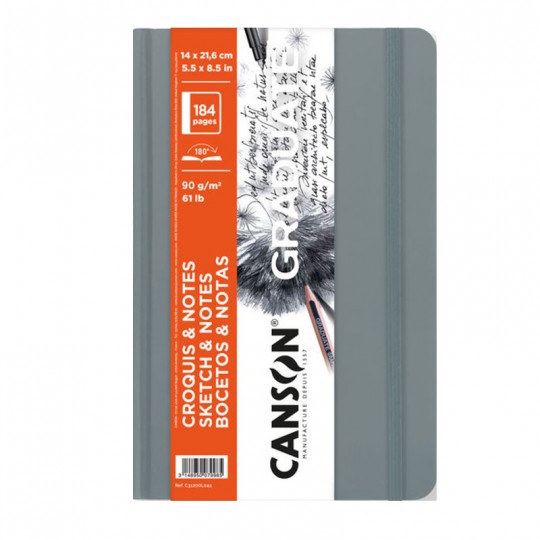 Carnet cousu GC Canson Graduate Sketch & Notes 92 Feuilles Ivoire 14 x 21,6 cm 90 G/M² couverture gris clair Canson - 1