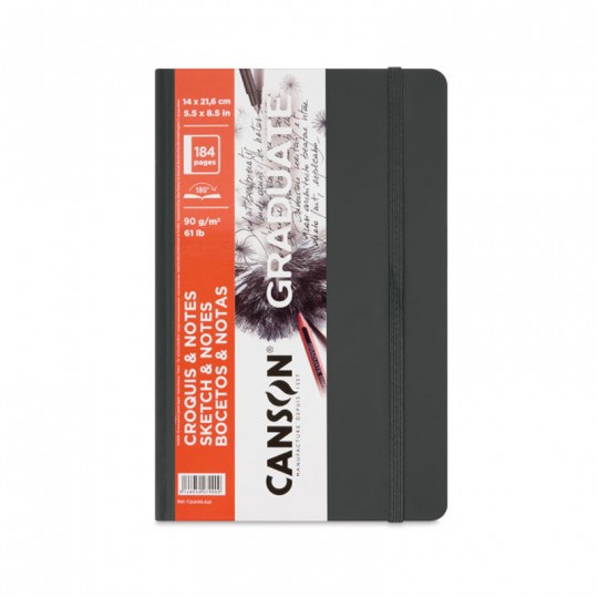 Carnet cousu GC Canson Graduate Sketch & Notes 92 Feuilles Ivoire 14 x 21,6 cm 90 G/M² couverture gris foncé Canson - 1