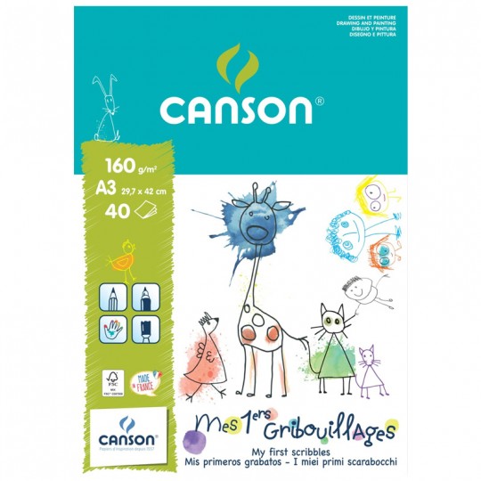 Bloc Canson Mes premiers gribouillages 40 feuilles A3 160 G/M² Canson - 1