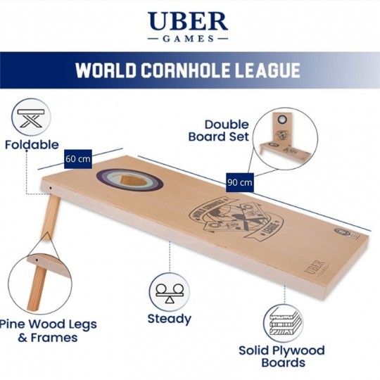 Cornhole - taille : Moyen 90x60 cm - Double planche Uber Games - 6