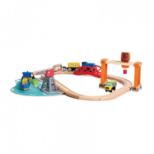 Circuit de train cargo et grue - Hape Hape - 2