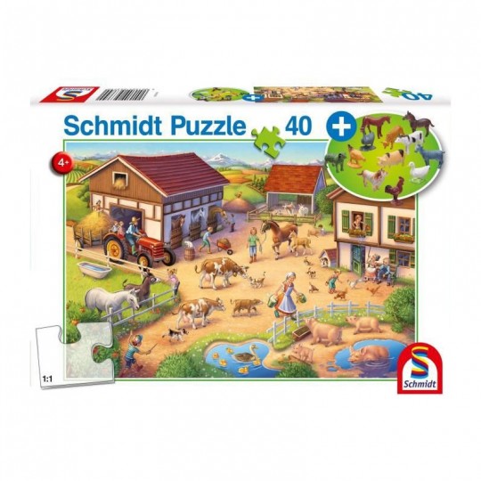 Puzzle 40 pcs Une ferme joyeuse + figurines - Puzzles Schmidt Schmidt - 1