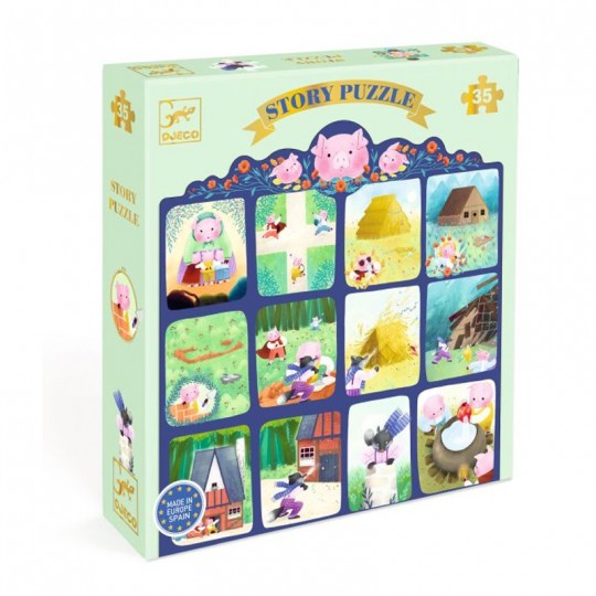 Story Puzzle 35 pcs Les Trois Petits Cochons - Djeco Djeco - 1