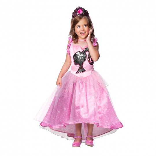 Déguisement luxe Barbie Princesse paillettes + tiare 3-4 ans - Rubies Rubies - 1