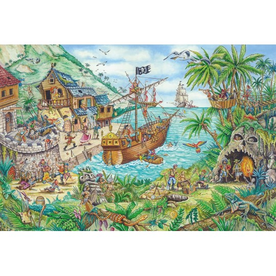 Puzzle 100 pcs Dans la baie aux pirates + Drapeau pirate - Puzzles Schmidt Schmidt - 2