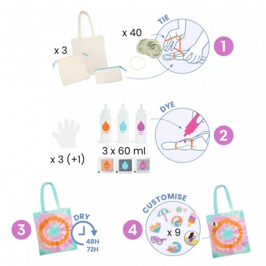 3 accessoires Tote bag et pochettes Sunshine Camp DIY - Djeco Djeco - 3