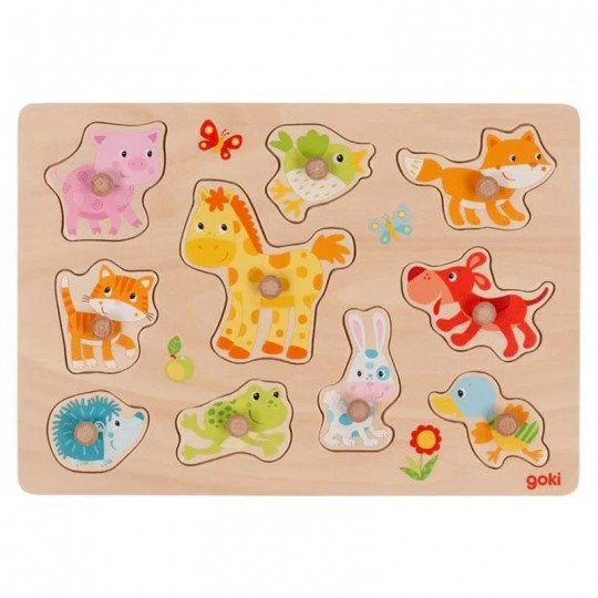 Puzzle à boutons Bébé animaux 10 pcs - Goki Goki - 1