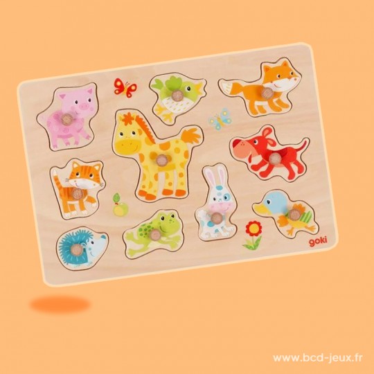 Puzzle à boutons Bébé animaux 10 pcs - Goki Goki - 2