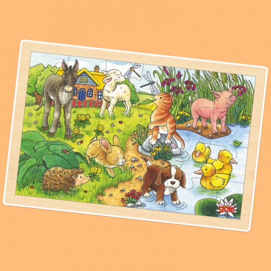 Puzzle en bois bébé animaux 24 pièces - Goki Goki - 1