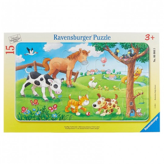 Puzzle cadre 15 pièces - Affectueux animaux Ravensburger - 1