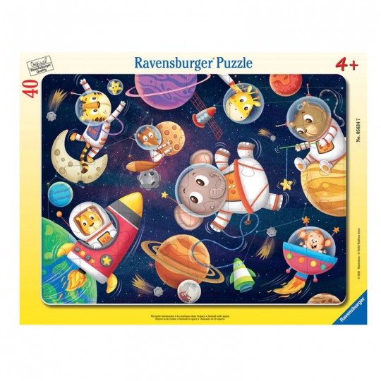 Puzzle cadre 40 pièces - Les animaux dans l'espace Ravensburger - 1