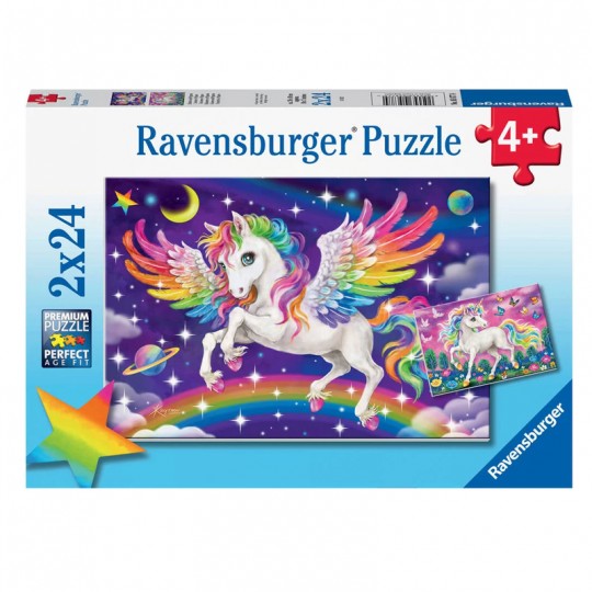 Puzzles 2x24 pièces - Licorne et Pégase Ravensburger - 1