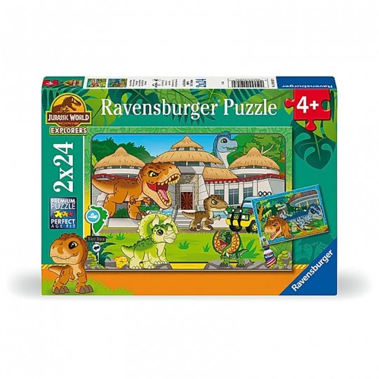 Puzzles 2x24 pièces - Vivre en terre sauvage / Jurassic World Explorers Ravensburger - 1