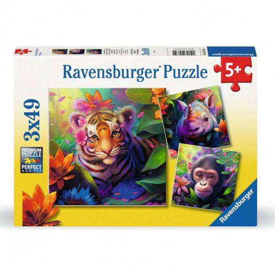 Puzzles 3x49 pièces - Les bébés de la jungle Ravensburger - 1