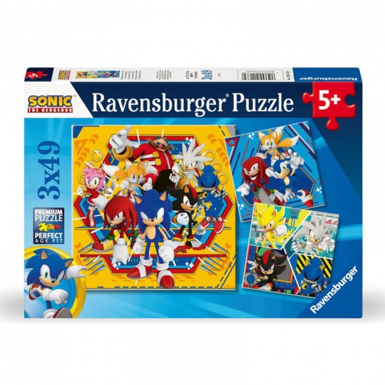 Puzzles 3x49 pièces - Les aventures de Sonic Ravensburger - 1