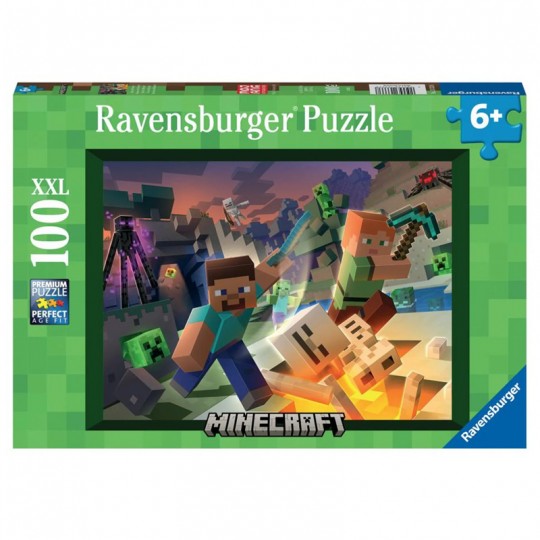 Puzzle 100 pièces XXL - Monstres de Minecraft Ravensburger - 1