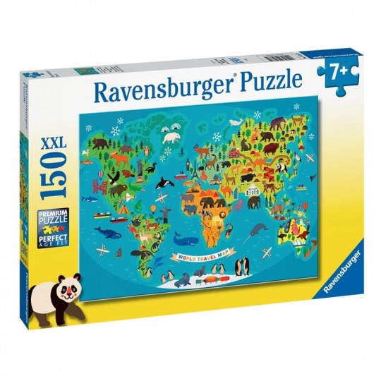 Puzzle 150 pièces XXL - La carte du monde des animaux Ravensburger - 1