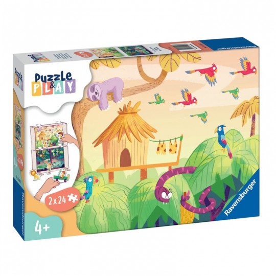 Puzzle & Play - 2x24 pièces - Exploration de la jungle Ravensburger - 1