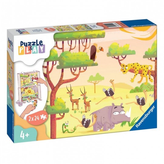 Puzzle & Play - 2x24 pièces - L'heure du safari Ravensburger - 1