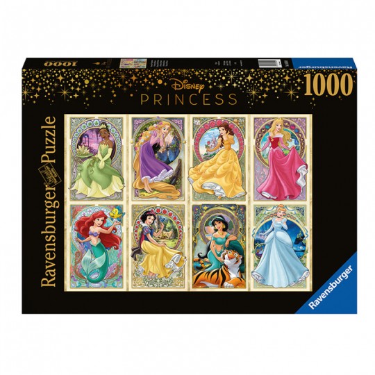 Puzzle 1000 pièces - Disney Princesses Art Nouveau Ravensburger - 1