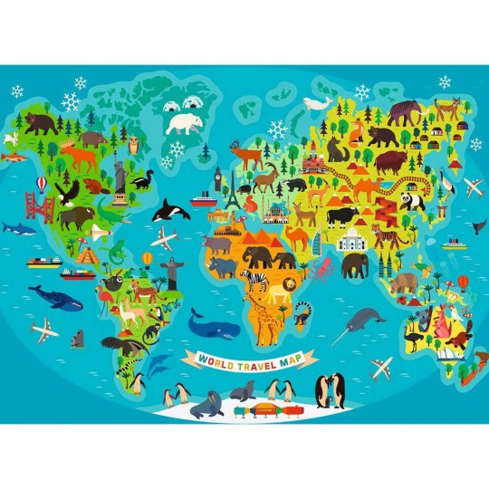 Puzzle 150 pièces XXL - La carte du monde des animaux Ravensburger - 2