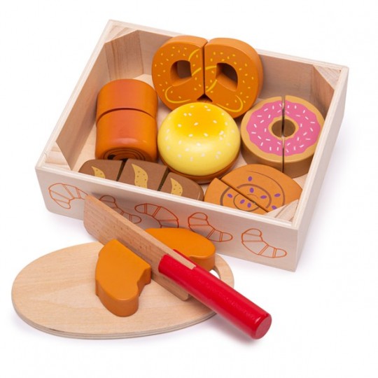 Coffret pain et pâtisseries à découper dans une caisse en bois - BigJigsToys BigJigs Toys - 1